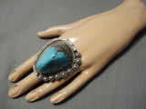 One Of The Largest Ever Native American Navajo Turquoise Sterling Silver Ring-Nativo Arts