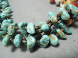 Dramatic Vintage Native American Navajo Turquoise & Spiny Oyster Sterling Silver Necklace Old-Nativo Arts