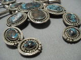 312 Gram Vintage Native American Jewelry Navajo Bisbee Turquoise Sterling Silver Squash Blossom Necklace-Nativo Arts