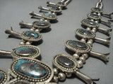 312 Gram Vintage Native American Jewelry Navajo Bisbee Turquoise Sterling Silver Squash Blossom Necklace-Nativo Arts