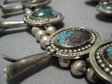 312 Gram Vintage Native American Jewelry Navajo Bisbee Turquoise Sterling Silver Squash Blossom Necklace-Nativo Arts