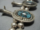 312 Gram Vintage Native American Jewelry Navajo Bisbee Turquoise Sterling Silver Squash Blossom Necklace-Nativo Arts
