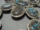 312 Gram Vintage Native American Jewelry Navajo Bisbee Turquoise Sterling Silver Squash Blossom Necklace-Nativo Arts