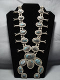 312 Gram Vintage Native American Jewelry Navajo Bisbee Turquoise Sterling Silver Squash Blossom Necklace-Nativo Arts