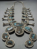 312 Gram Vintage Native American Jewelry Navajo Bisbee Turquoise Sterling Silver Squash Blossom Necklace-Nativo Arts