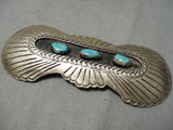 Detailed!! Vintage Native American Navajo Bursting Sterling Silver Turquoise Pin Old-Nativo Arts