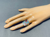 Exceptional Vintage Native American Navajo Turquoise Sterling Silver Ring-Nativo Arts