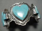 Museum Heart And Cross Turquoise Native American Navajo Sterling Silver Bracelet-Nativo Arts