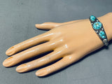 Mesmerizing Native American Navajo Signed Carico Lake Turquoise Sterling Silver Bracelet-Nativo Arts