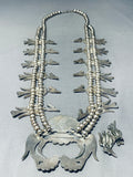 Important Vintage Native American Zuni Turquoise Sterling Silver Squash Blossom Necklace-Nativo Arts