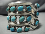 Heavy Vintage Zig Zag Turquoise Sterling Silver Native American Navajo Bracelet Old Cuff-Nativo Arts