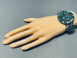 Museum Quality Early Vintage Native American Navajo Turquoise Sterling Silver Cluster Bracelet-Nativo Arts