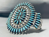 Amazing Vintage Native American Navajo Turquoise Cluster Needlepoint Sterling Silver Bracelet-Nativo Arts