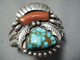 Native American Important Vintage Santo Domingo Turquoise Coral Sterling Silver Bracelet-Nativo Arts