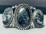 One Of The Best Vintage Native American Navajo Black Petrified Wood Sterling Silver Bracelet-Nativo Arts