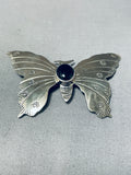 Beautiful Vintage Native American Navajo Black Onyx Sterling Silver Butterfly Pin-Nativo Arts