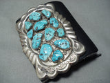 Magnificent Vintage Native American Zuni Sleeping Beauty Turquoise Sterling Silver Bowguard-Nativo Arts