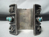 One Of The Biggest Best Vintage Native American Navajo Turquoise Sterling Silver Bracelet Old-Nativo Arts