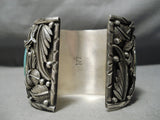 Exceptional Native American Navajo Turquoise Sterling Silver Buffalo Bracelet-Nativo Arts