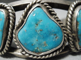 Small Wrist Vintage Native American Navajo Turquoise Sterling Silver Bracelet Old-Nativo Arts