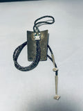 The Biggest Vintage Men's Native American Navajo Blue Diamond Turquoise Sterling Silver Bolo Tie-Nativo Arts