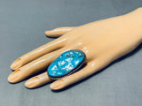 Breathtaking Vintage Native American Navajo Morenci Turquoise Sterling Silver Ring-Nativo Arts