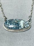One Of The Finest Vintage Native American Navajo New Lander Turquoise Sterling Silver Necklace-Nativo Arts