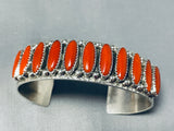 Important Long Coral Extremely Rare Native American Navajo Sterling Silver Bracelet-Nativo Arts
