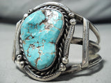 Museum Vintage Native American Navajo #8 Turquoise Sterling Silver Bracelet-Nativo Arts