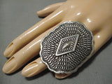 Wow Stamp Work Genius Native American Navajo Important Sterling Silver Ring-Nativo Arts