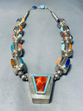 One Of The Best Ever Vintage Native American Navajo Turquoise Sterling Silver Necklace-Nativo Arts