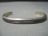 Amazing Hand Coiled Vintage Navajo Sterling Silver Native American Bracelet Old-Nativo Arts