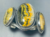 Towering Native American Navajo Honeybee Jasper Sterling Silver Bracelet Signed-Nativo Arts