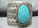 Monster Signed Vintage Native American Navajo Spiderweb Turquoise Sterling Silver Bracelet-Nativo Arts