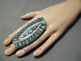 Amazing Native American Navajo Turquoise Cluster Sterling Silver Ring-Nativo Arts