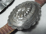 Early Very Old Vintage Native American Navajo Sterling Silver Hand Tooled Concho Belt-Nativo Arts