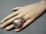 Lyla Cadman Native American Navajo Purple Spiny Oyster Shell Sterling Silver Heart Ring-Nativo Arts