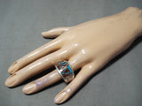 Ray Tracey Vintage Navajo Turquoise Sterling Silver Ring Native American Old-Nativo Arts