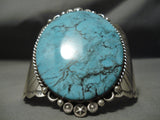 Exceptional Vintage Native American Navajo Blue Diamond Turquoise Sterling Silver Bracelet-Nativo Arts