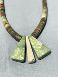 Intriguing Vintage Santo Domingo Old Turquoise Sterling Silver Necklace-Nativo Arts