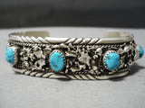 Slags Of Sterling Vintage Native American Navajo Turquoise Silver Bracelet Old-Nativo Arts