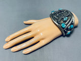Artistic Silver Work Vintage Native American Navajo Turquoise Sterling Bracelet Cuff Old-Nativo Arts