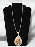 Marvelous Vintage Native American Navajo Coral Sterling Silver Necklace Old-Nativo Arts