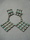 Fabulous Vintage Navajo Turquoise Sterling Silver Native American Earrings-Nativo Arts
