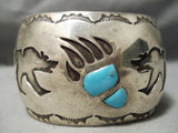 Important Vintage Native American Navajo Long Family Turquoise Sterling Silver Bracelet Old-Nativo Arts