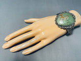 Huge Vintage Native American Navajo Green Turquoise Sterling Silver Bracelet-Nativo Arts