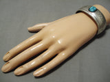 Incredible Vintage Native American Navajo Carico Lake Turquoise Sterling Silver Bracelet Old-Nativo Arts