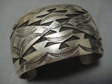 Exquisite Vintage Native American Navajo Rug Design Sterling Silver Bracelet Cuff-Nativo Arts