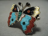 Striking Vintage Zuni Native American Turquoise Sterling Silver Ring Old-Nativo Arts