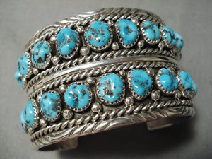 Marvelous Vintage Navajo Turquoise Sterling Silver Bracelet Native American-Nativo Arts